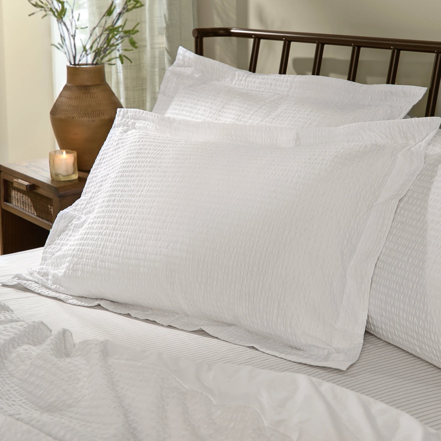 Yard Hebden Seersucker Duvet Cover Set - Chalk