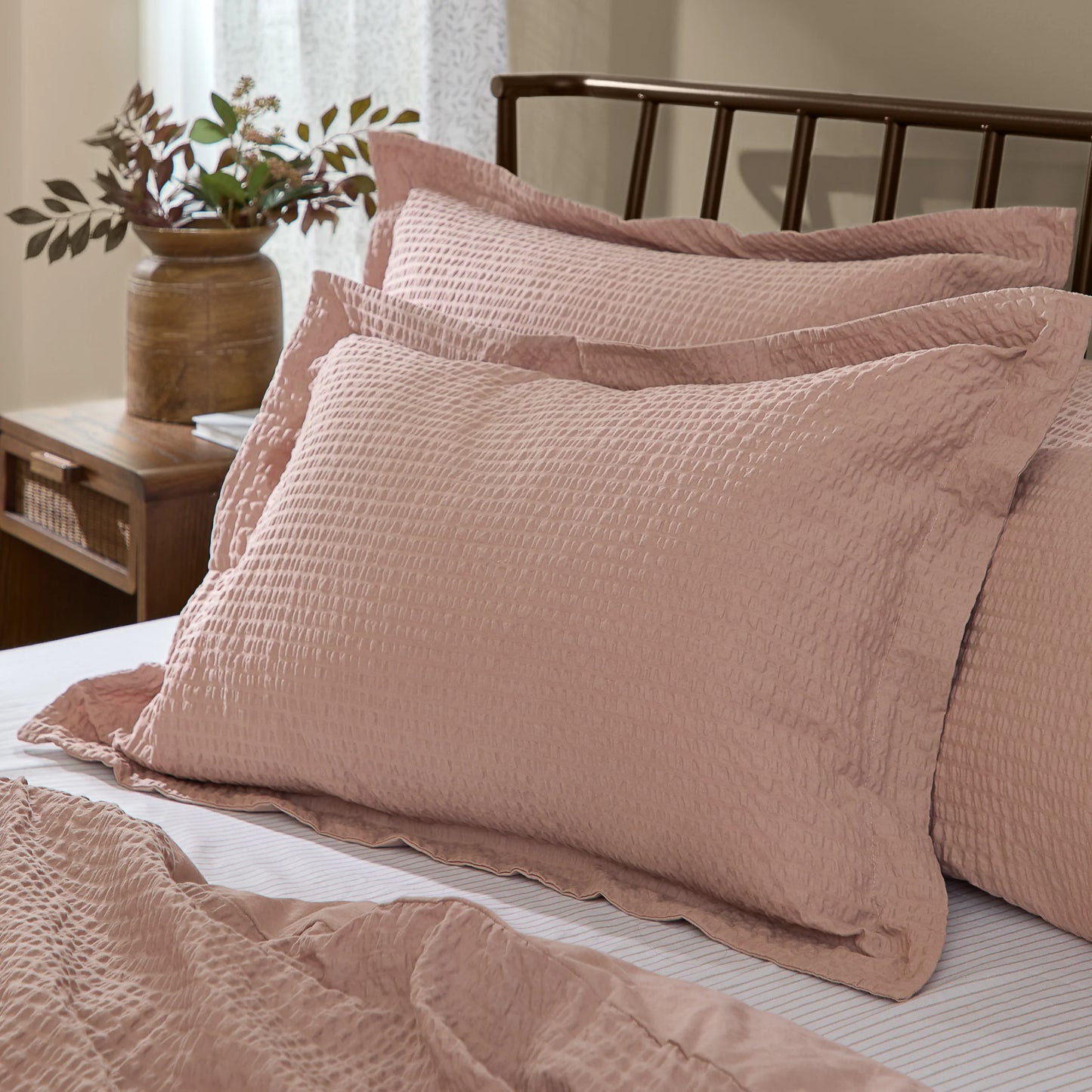 Yard Hebden Seersucker Duvet Cover Set - Cotta