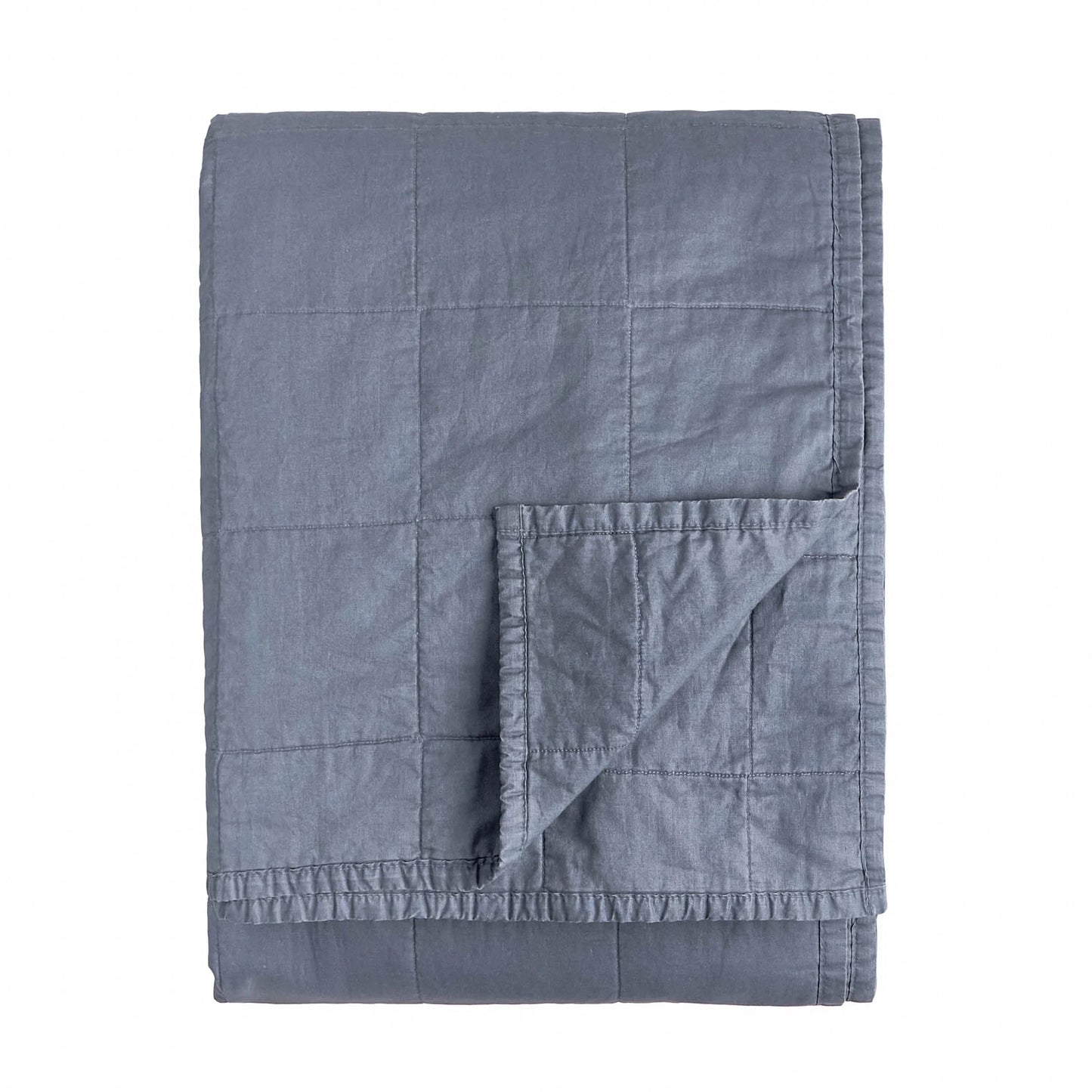 Yard Hebden Washed Cotton Bedspread - Denim Blue