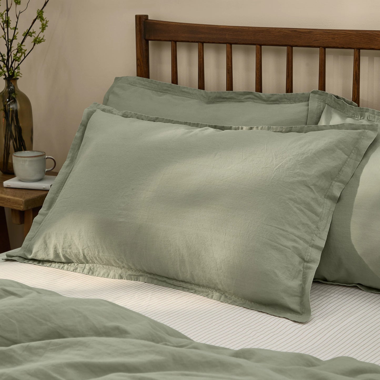Yard Hebden Washed Cotton Duvet Cover Set - Bay Green