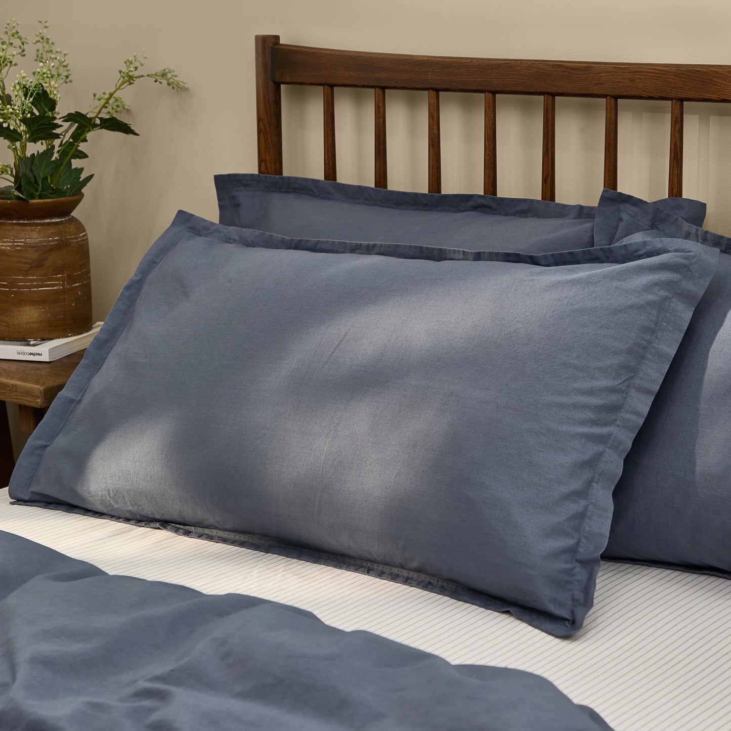 Yard Hebden Washed Cotton Duvet Cover Set - Denim Blue