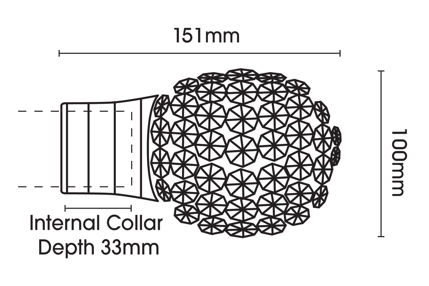 Hallis Galleria Clear Jewelled Bulb 35mm Metal Curtain Pole - Brushed Silver