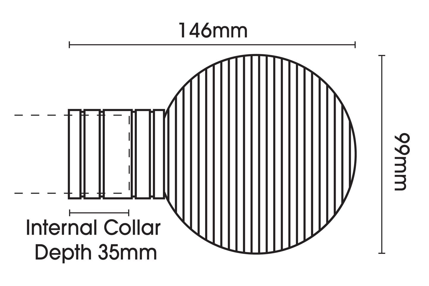 Hallis Galleria Metals Ribbed Ball 50mm Metal Curtain Pole - Black Nickel