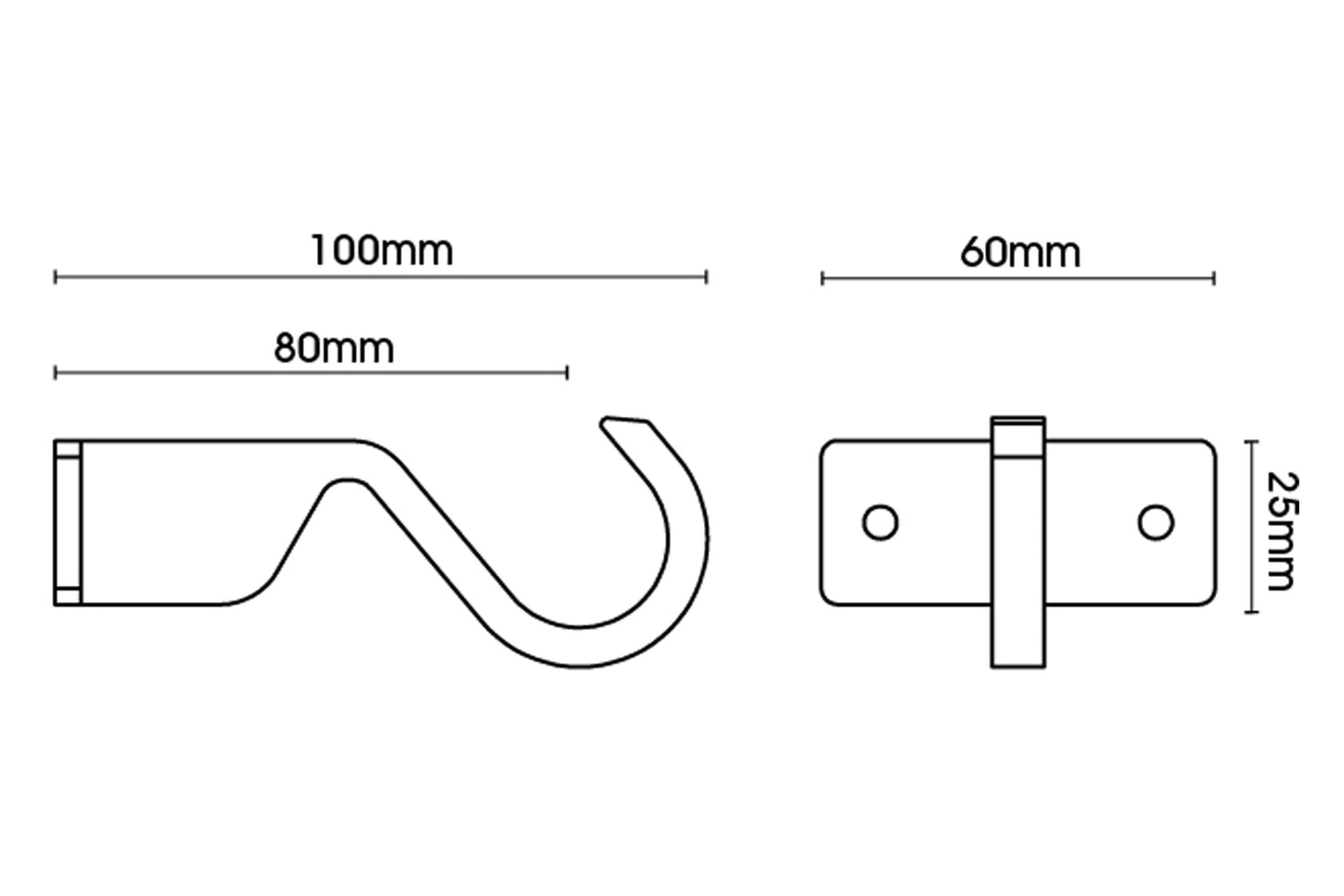 Hallis Arc 25mm Metal Curtain Pole Centre Ceiling Bracket - Bronze