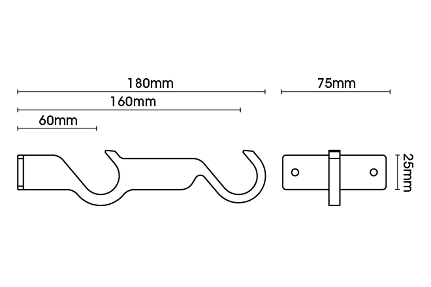 Hallis Arc 25mm Double Metal Curtain Pole Centre Bracket - Bronze