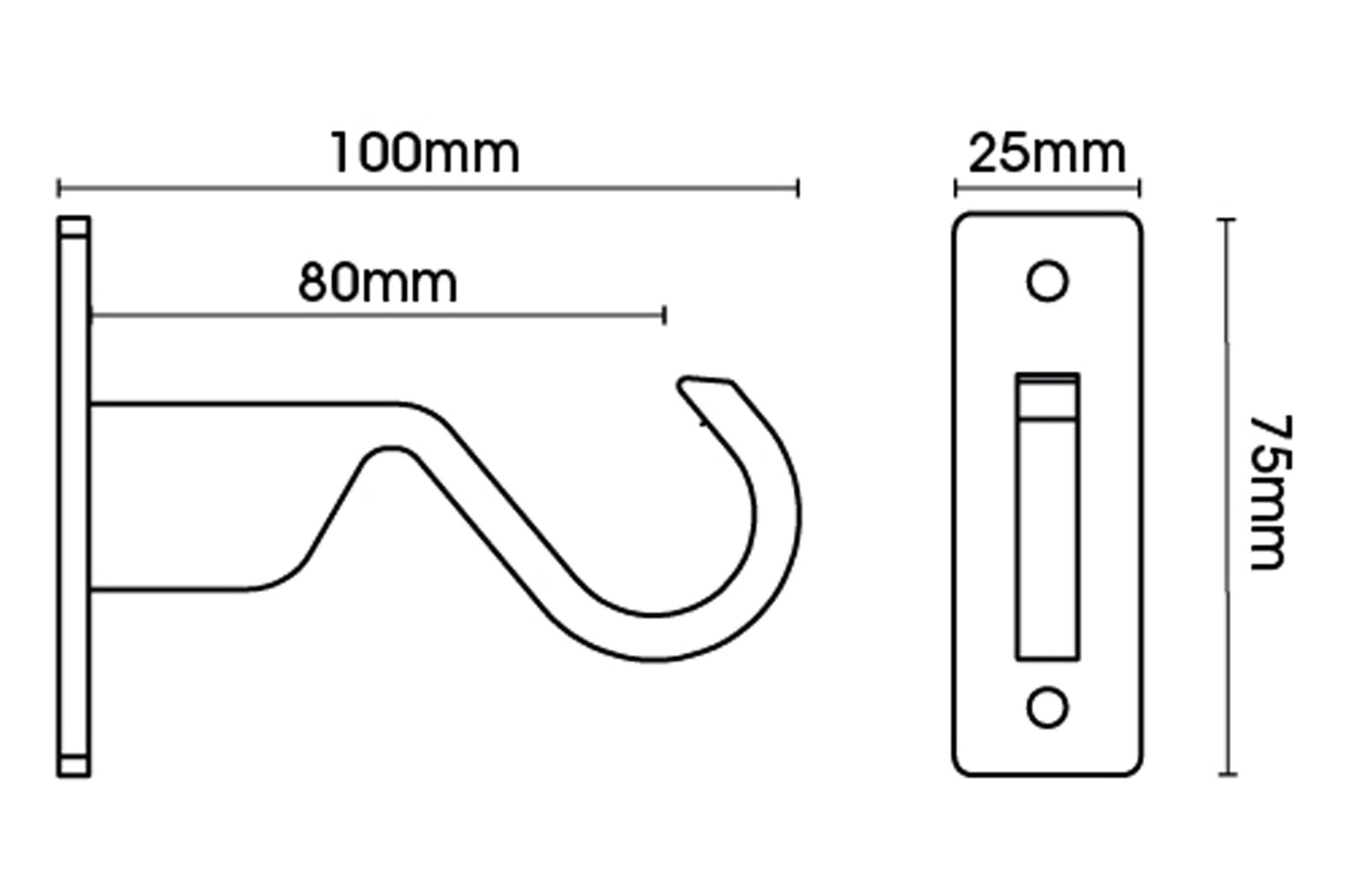 Hallis Arc 25mm Metal Curtain Pole End Bracket - Gunmetal