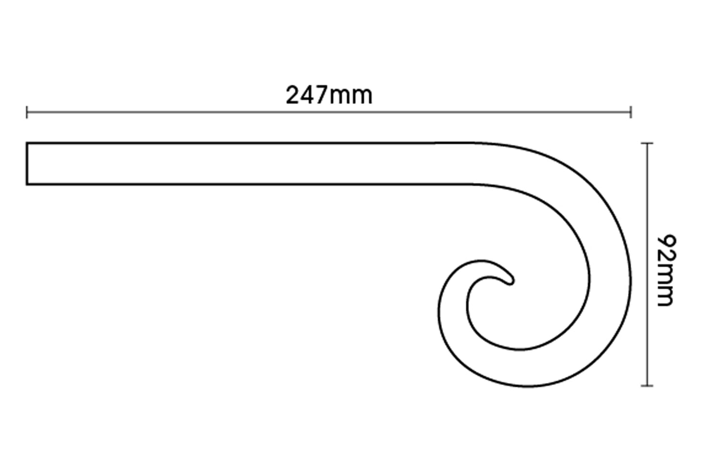 Hallis Artisan Curl 16mm Wrought Iron Metal Curtain Pole - Black