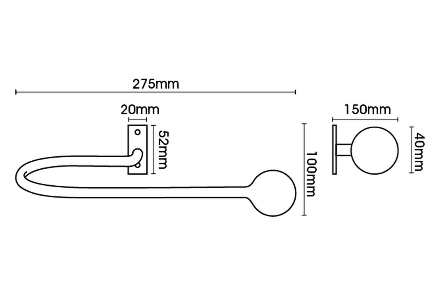 Hallis Artisan Cannon Wrought Iron Extended Metal Curtain Holdbacks (Pair)