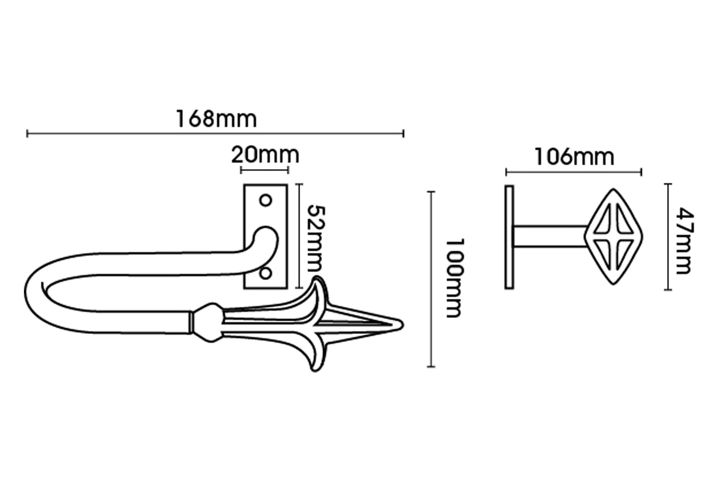 Hallis Artisan Spear Wrought Iron Metal Curtain Holdbacks (Pair)