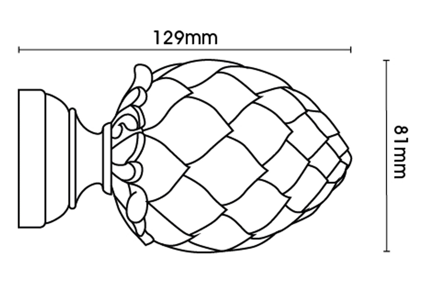 Hallis Ashbridge Kew 45mm Wooden Curtain Pole Finial - Baroque Silver