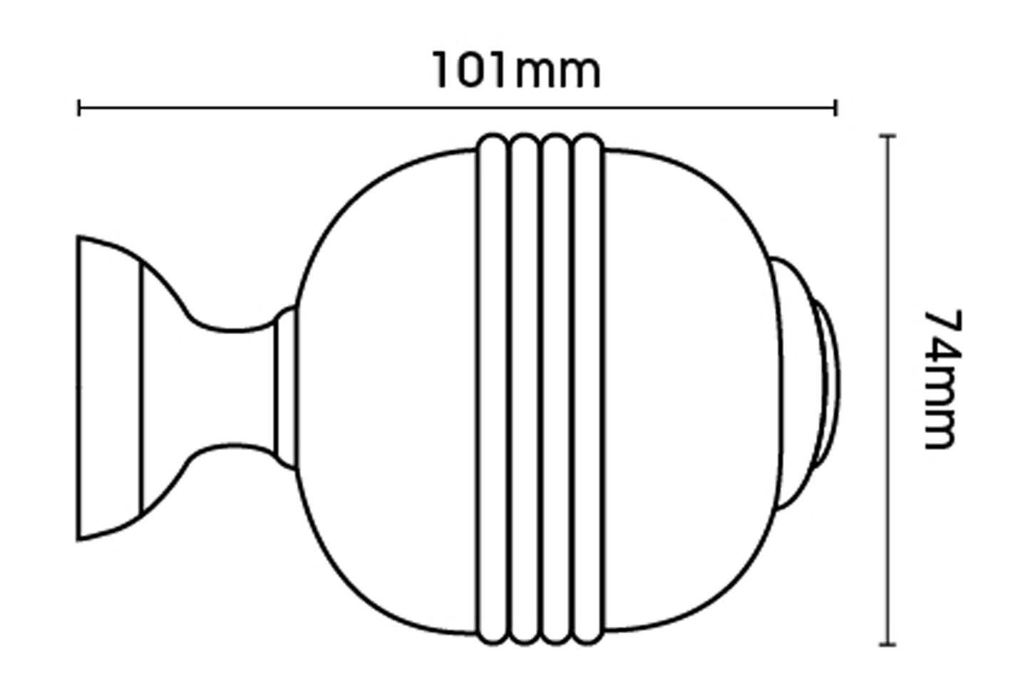 Hallis Eden 45mm Ridged Ball Wooden Curtain Pole Finial - Oatmeal