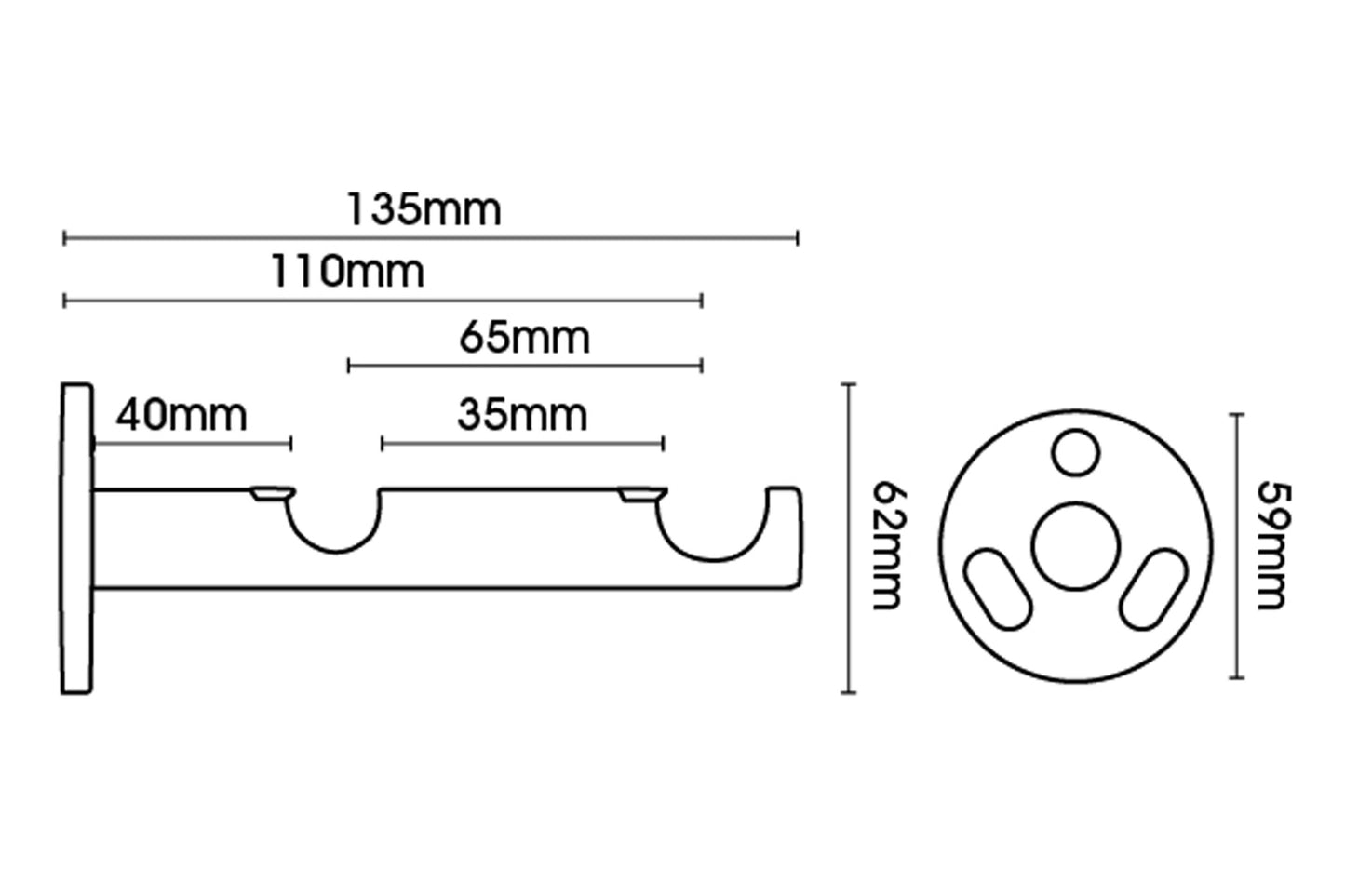Hallis Neo 19/28mm Double Metal Curtain Pole Bracket - Chrome