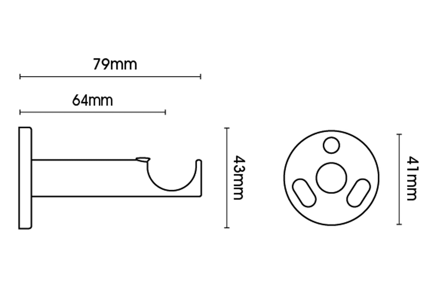 Hallis Neo 19mm Metal Curtain Pole Cylinder Bracket - Stainless Steel