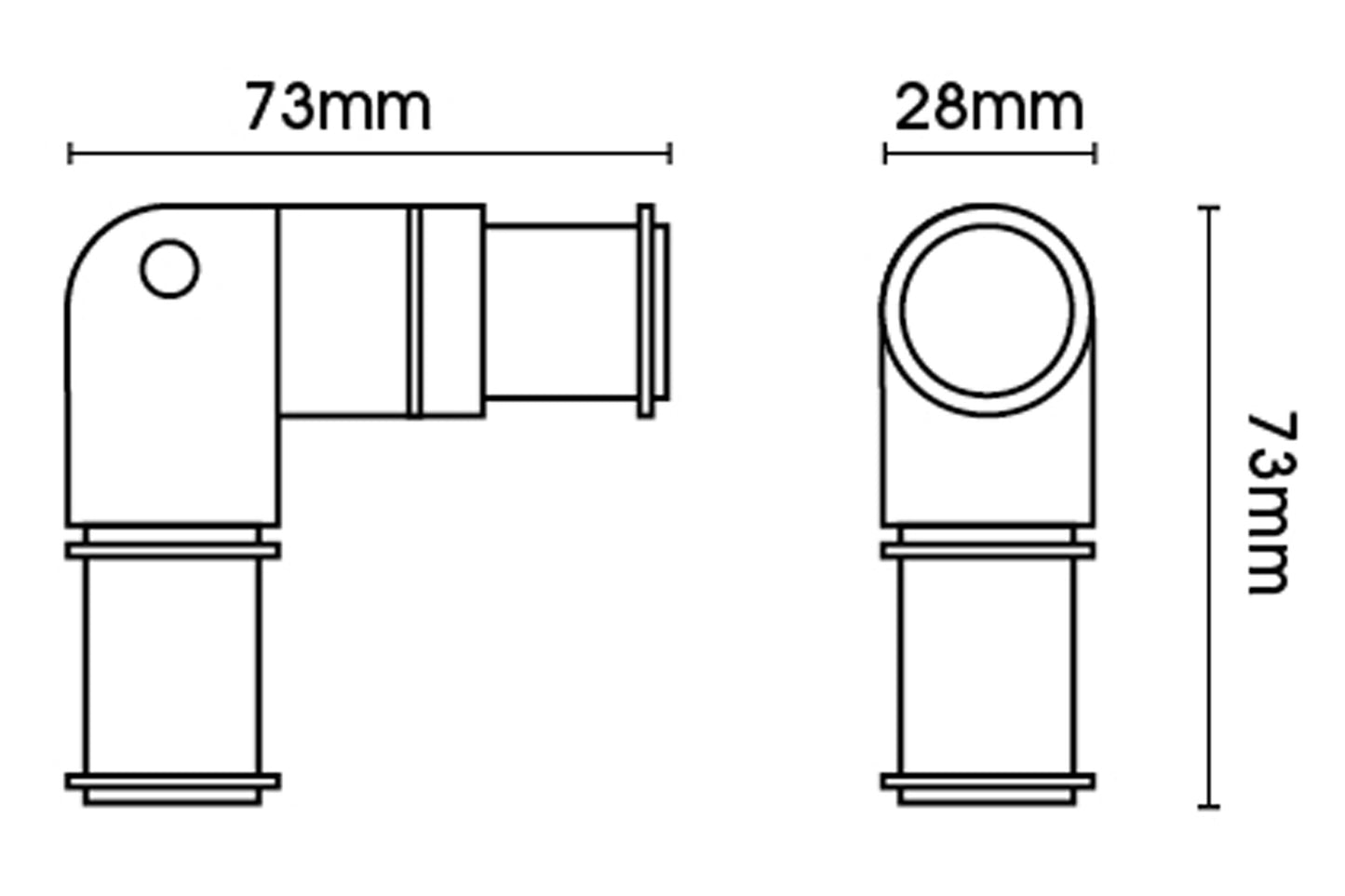 Hallis Neo 28mm Metal Curtain Pole Corner Joint - Spun Brass
