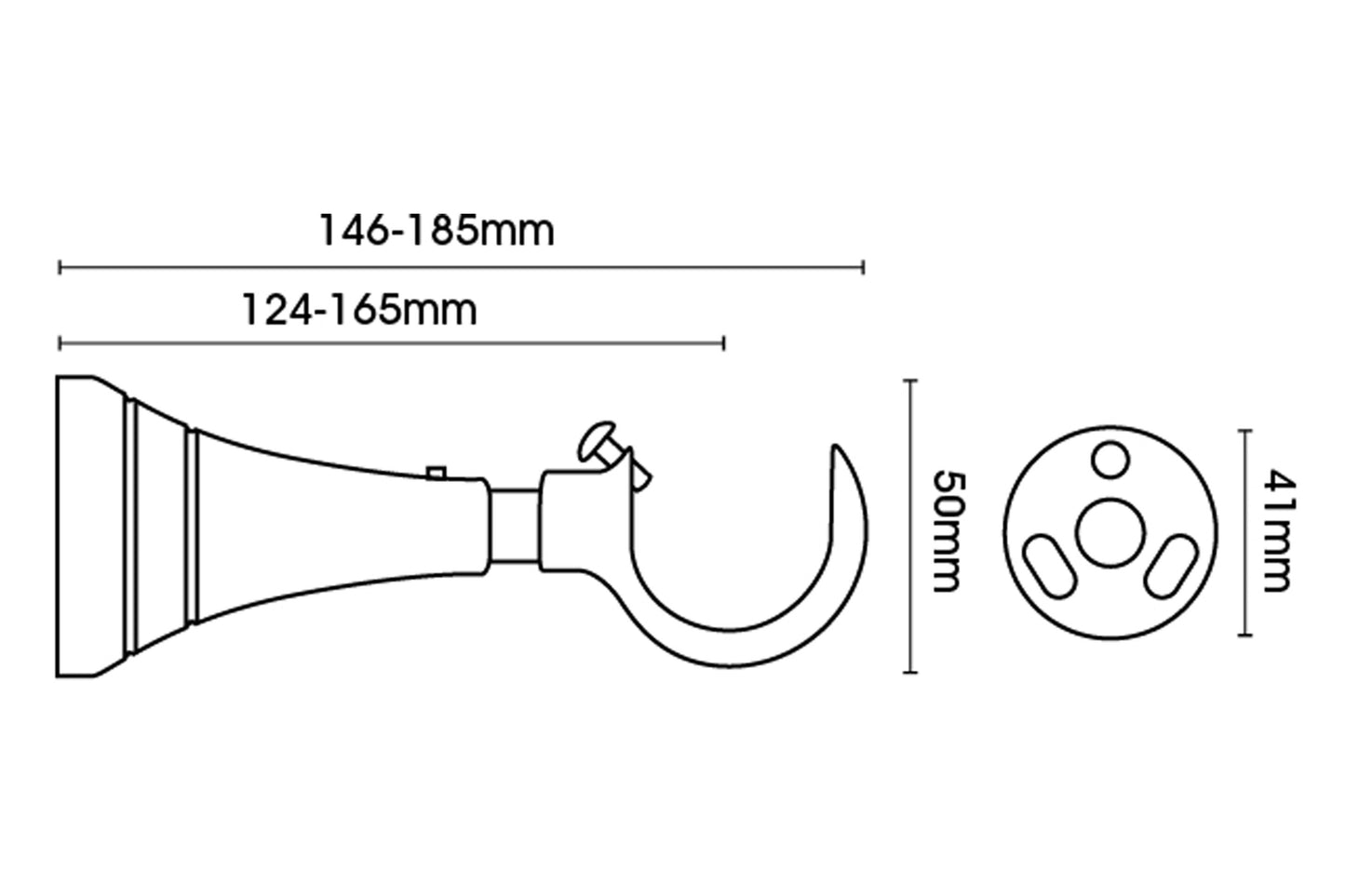 Hallis Neo 28mm Extendable Metal Curtain Pole Bracket - Spun Brass
