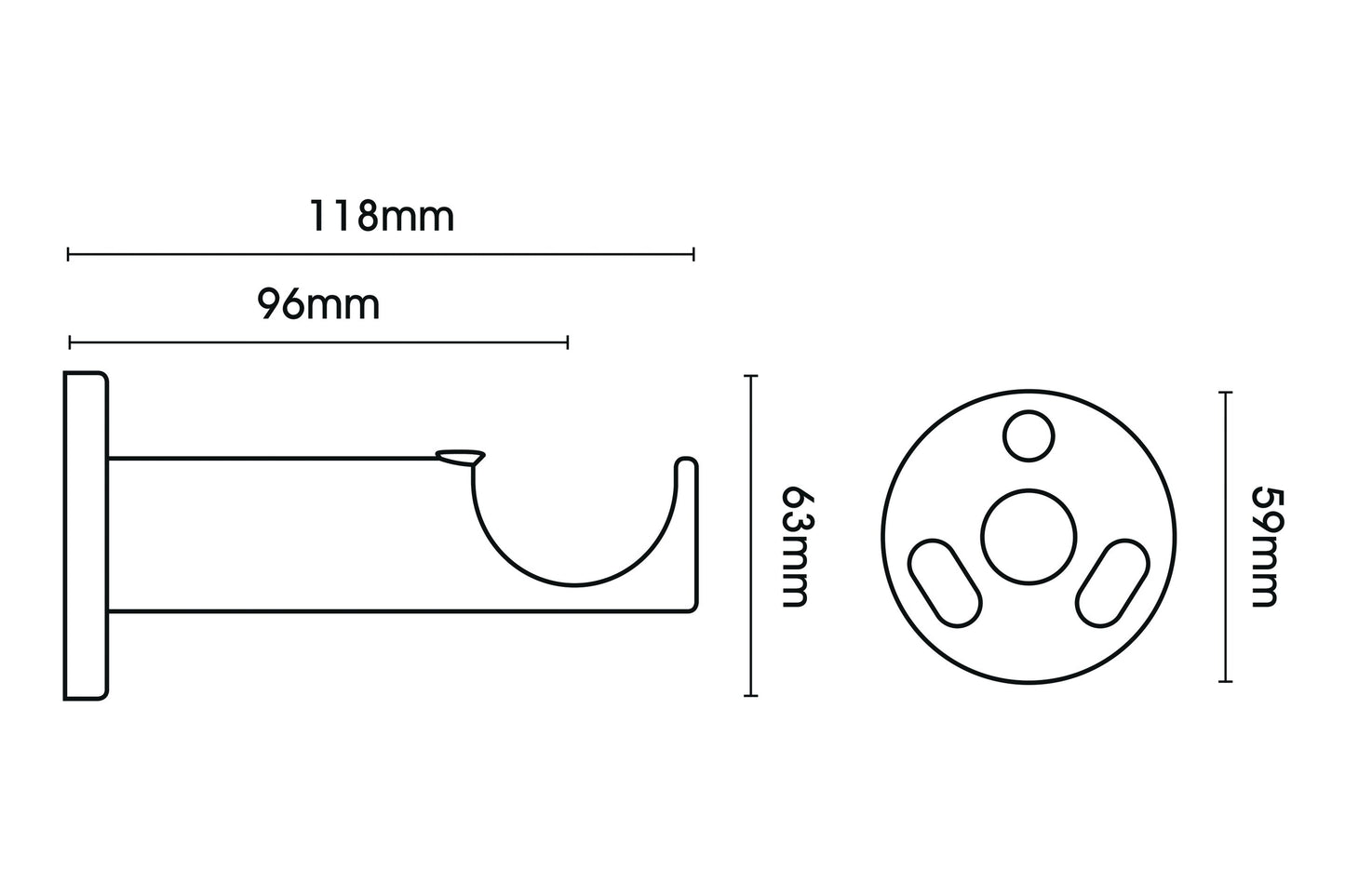 Hallis Neo 35mm Metal Curtain Pole Cylinder Bracket - Chrome