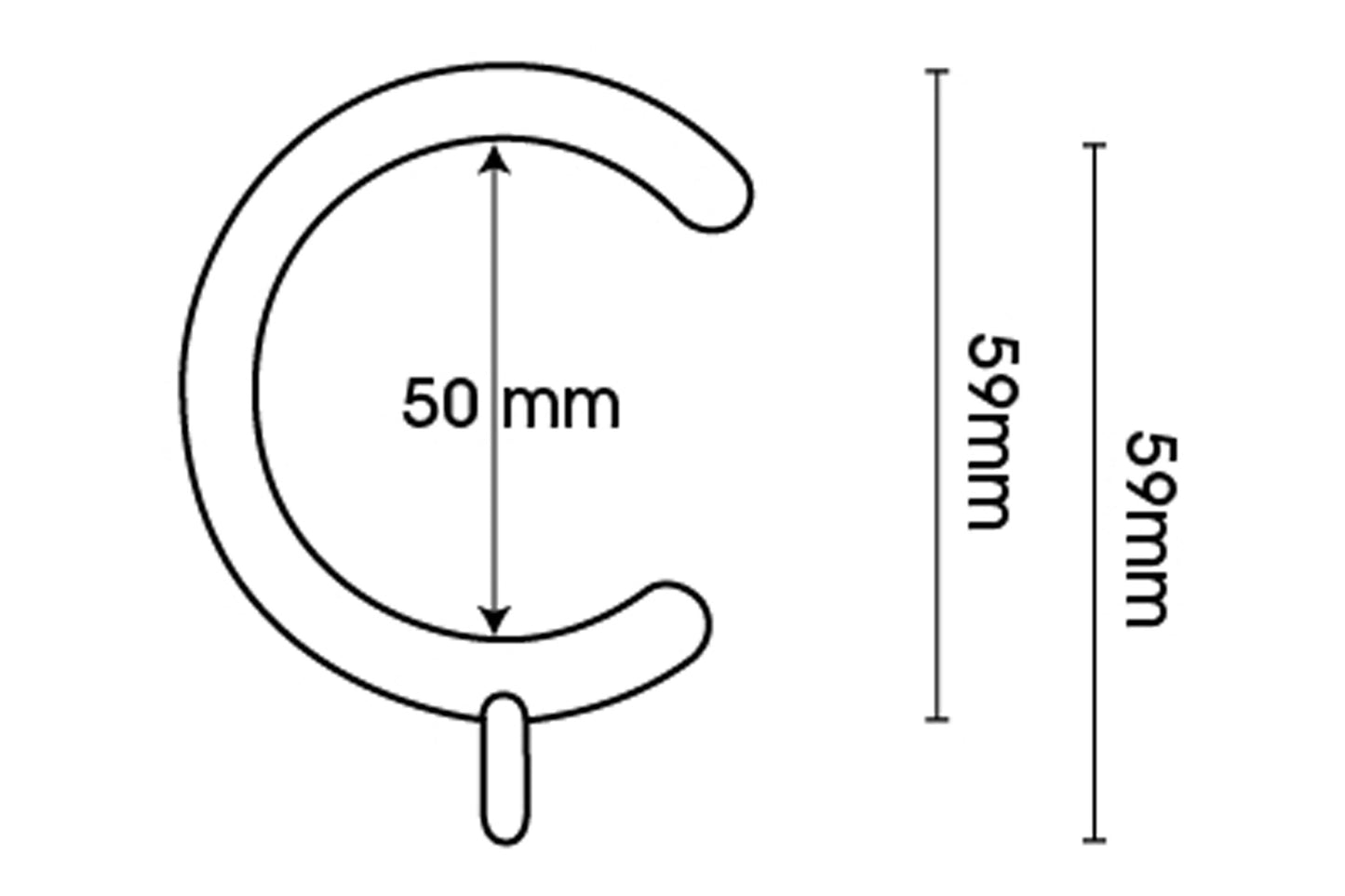 Neo 35mm Metal Curtain Passing Rings (Pack of 6) - Black Nickel
