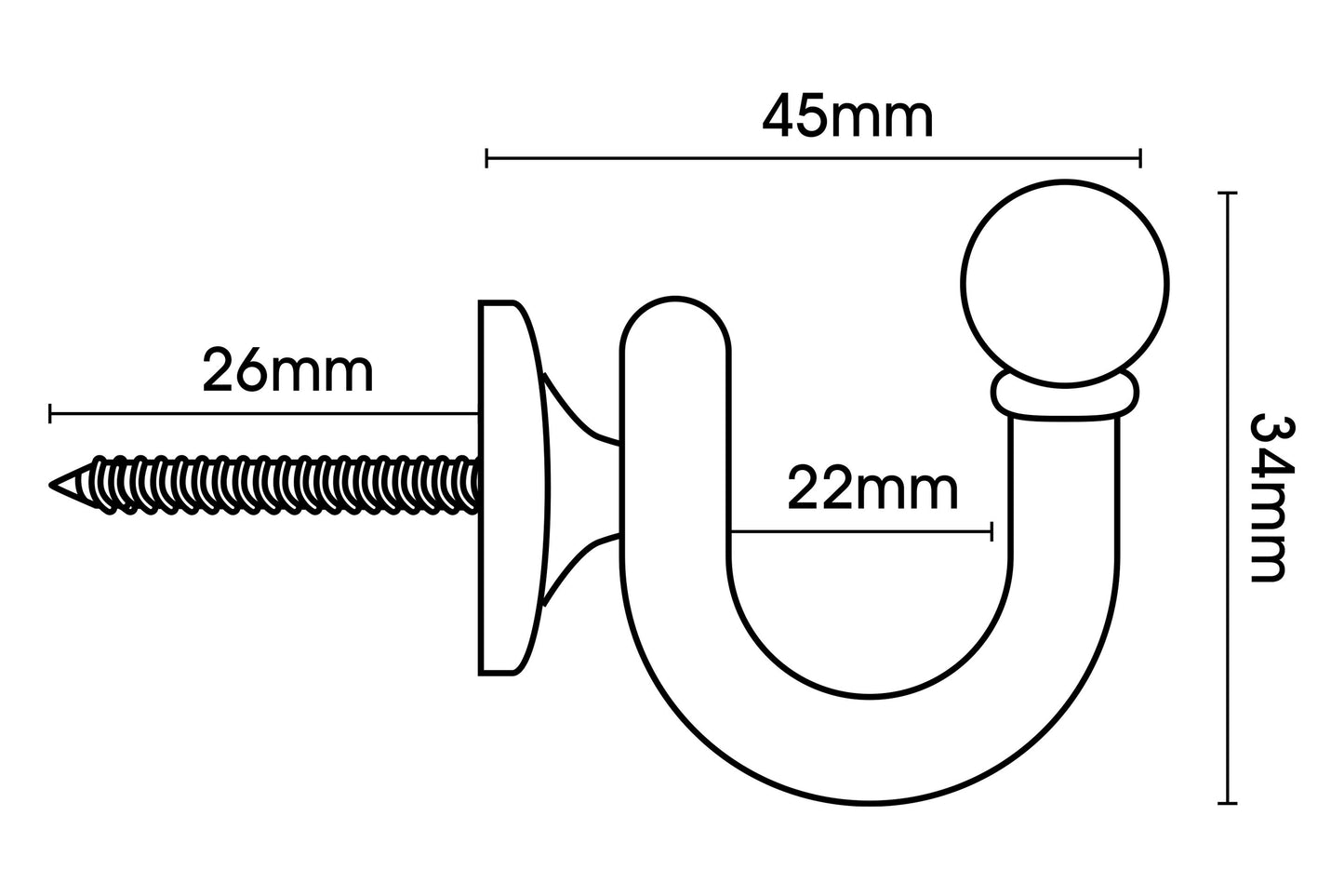 Hallis Large Ball Metal Curtain Tieback Hook - Brass