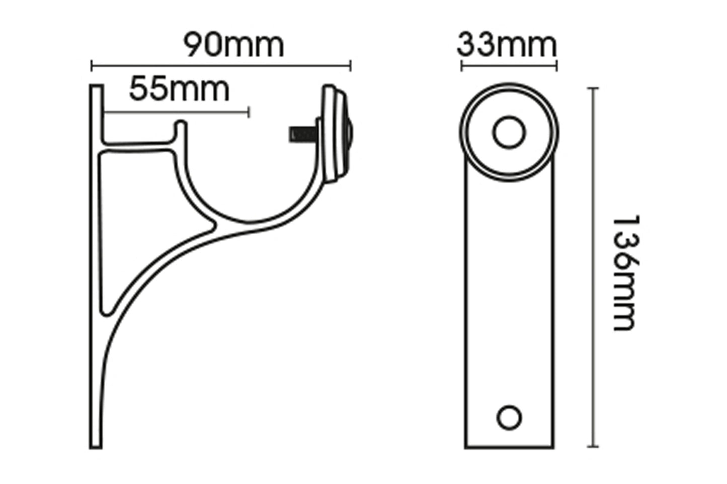 Hallis Eden 35mm Metal Curtain Pole End Bracket - Antique Brass