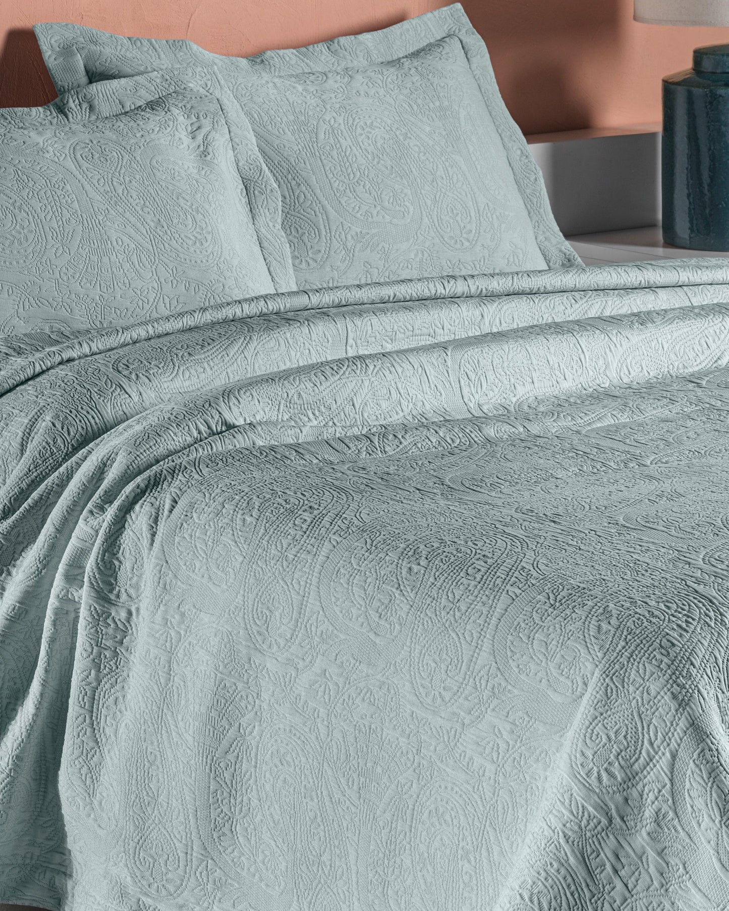 Design Port Kashmir Bedspread - Duck Egg