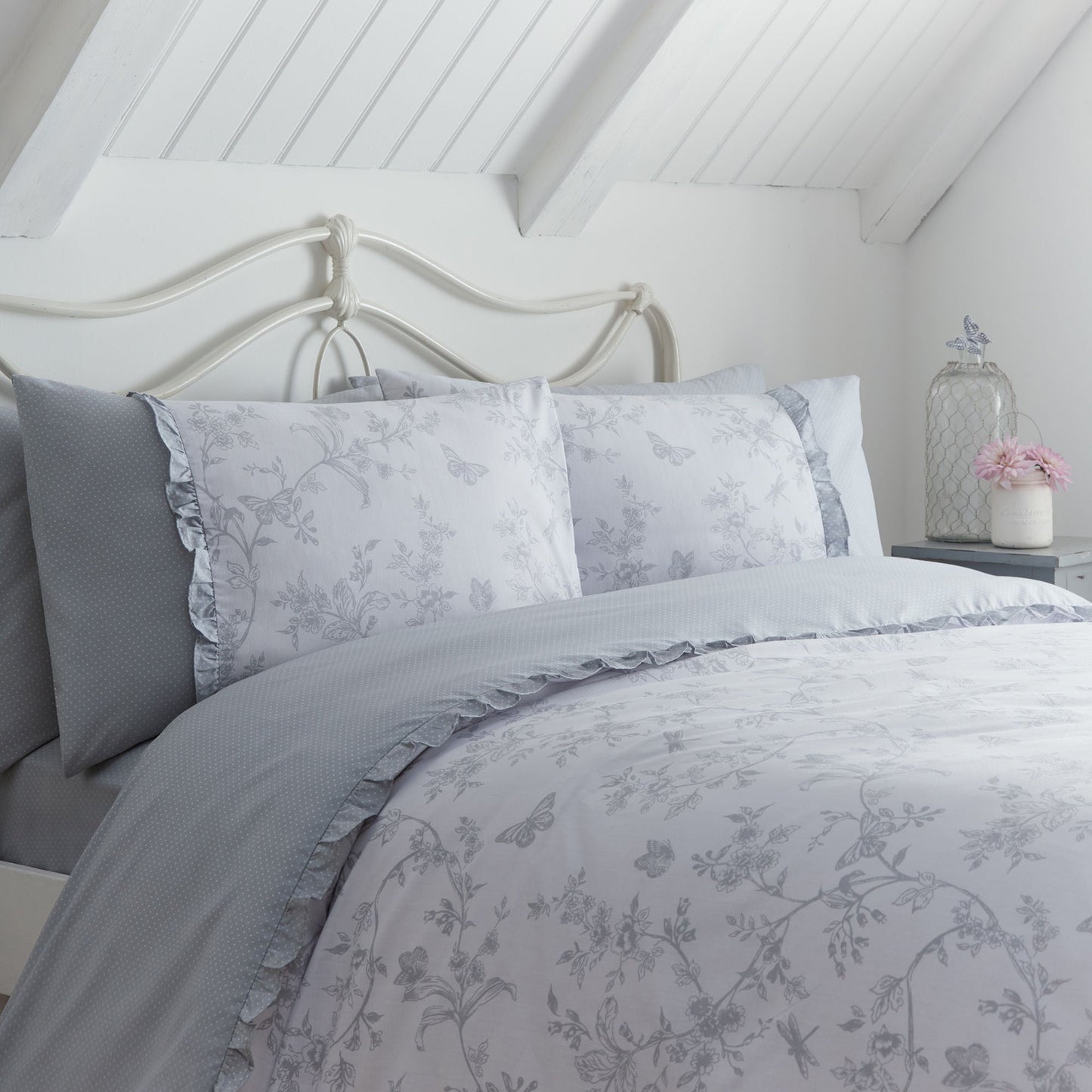 Kristen 28cm Fitted Bed Sheet Set by Dreams & Drapes Decorative in Grey - 28cm Fitted Bed Sheet Set - Dreams & Drapes Decorative