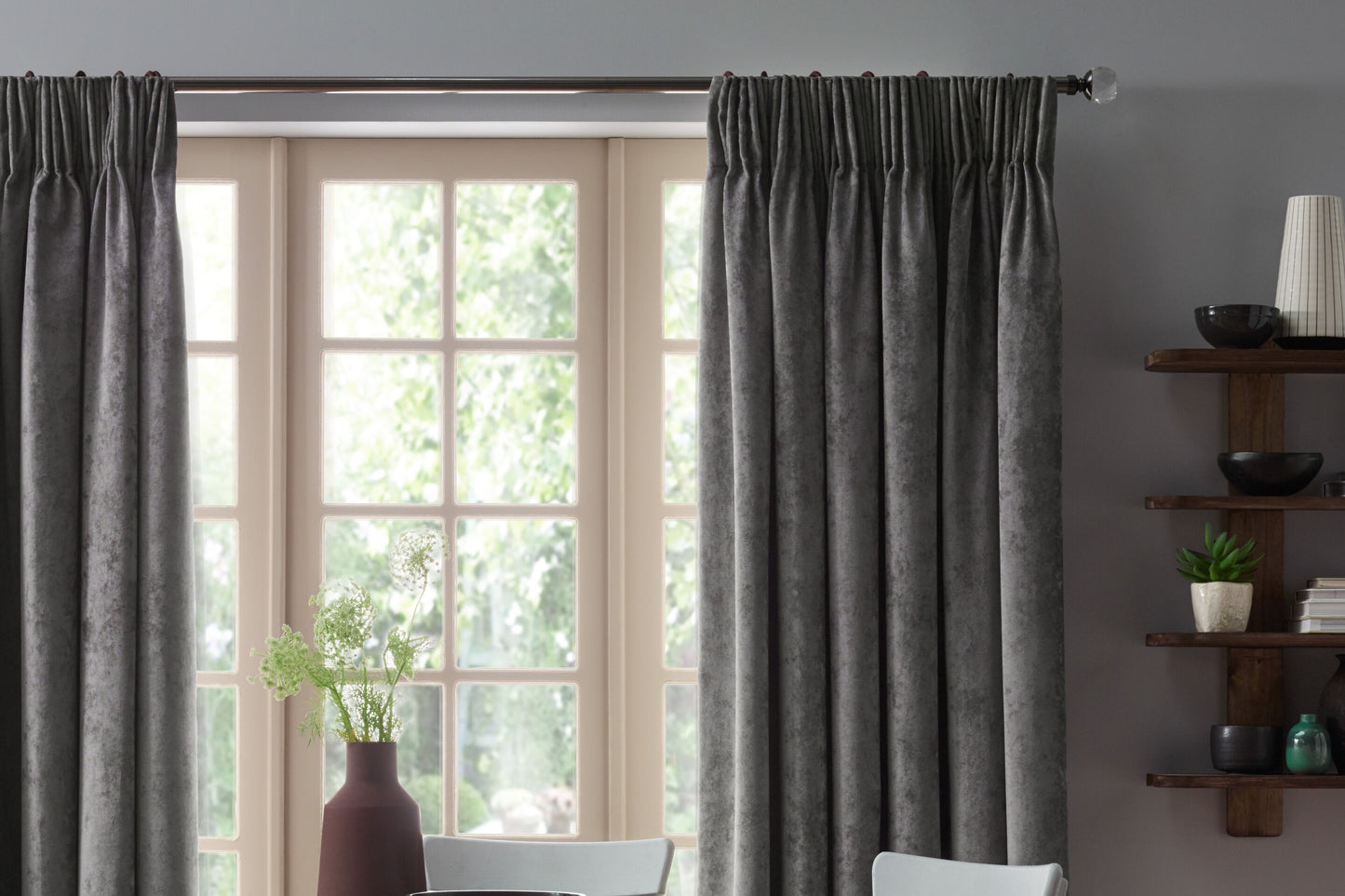 Hallis Neo Premium Clear Faceted Ball 35mm Metal Curtain Pole - Stainless Steel