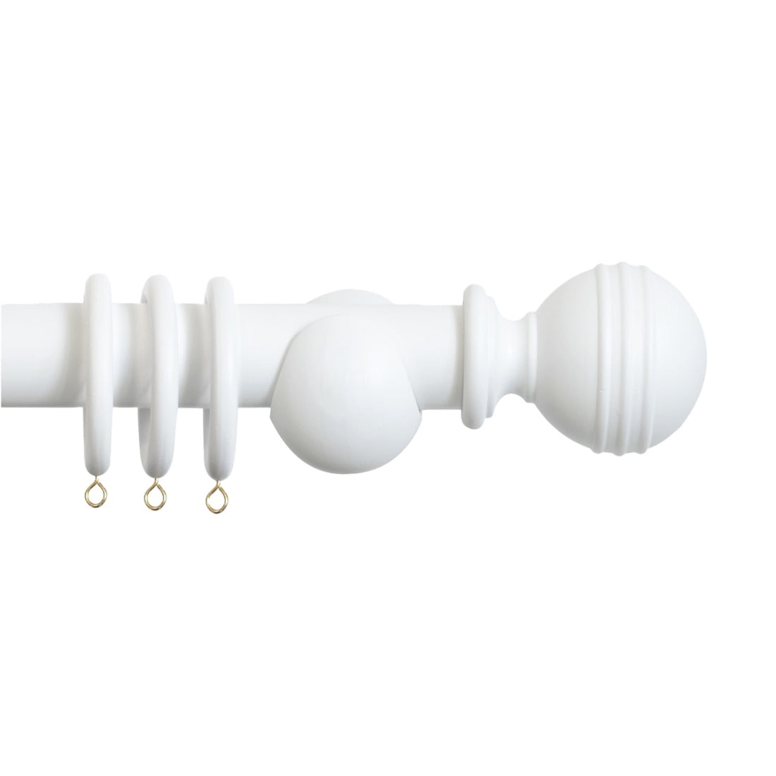 Laura Ashley Ribbed Ball 35mm Wooden Curtain Pole - Cotton White