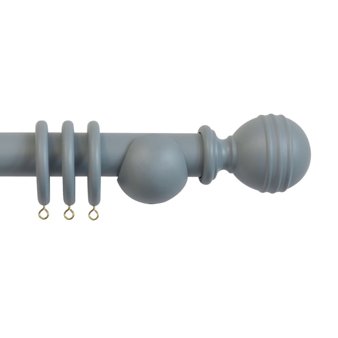 Laura Ashley Ribbed Ball 35mm Wooden Curtain Pole - Dark Slate