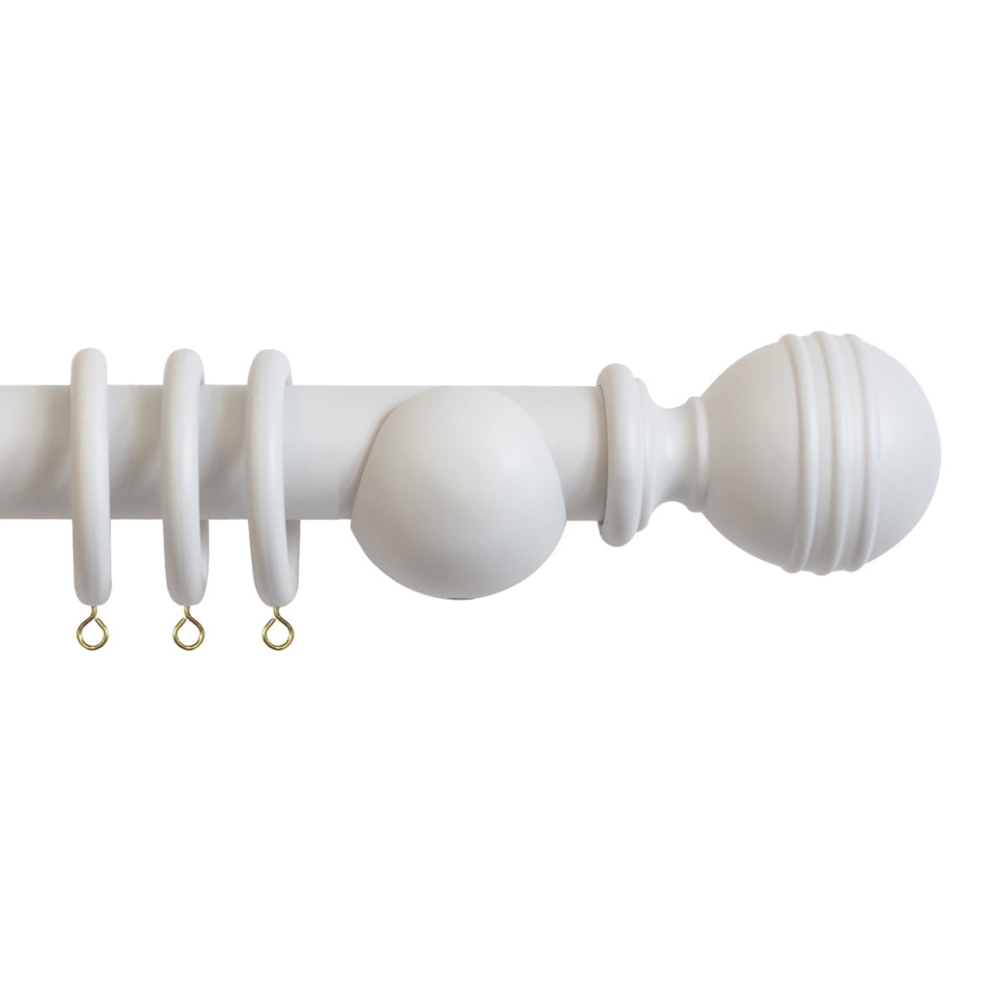 Laura Ashley Ribbed Ball 35mm Wooden Curtain Pole - Pale Dove Grey