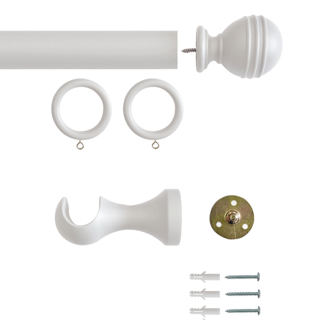 Laura Ashley Ribbed Ball 35mm Wooden Curtain Pole - Pale Dove Grey