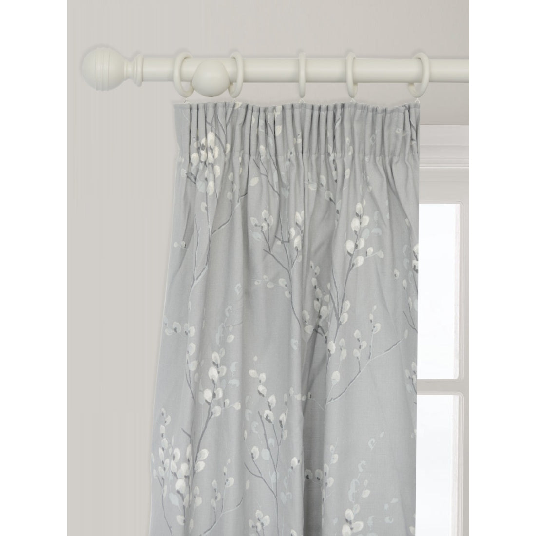 Laura Ashley Ribbed Ball 35mm Wooden Curtain Pole - Soft Natural
