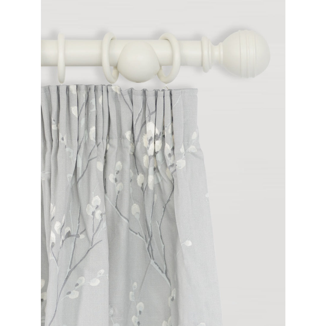 Laura Ashley Ribbed Ball 35mm Wooden Curtain Pole - Soft Natural