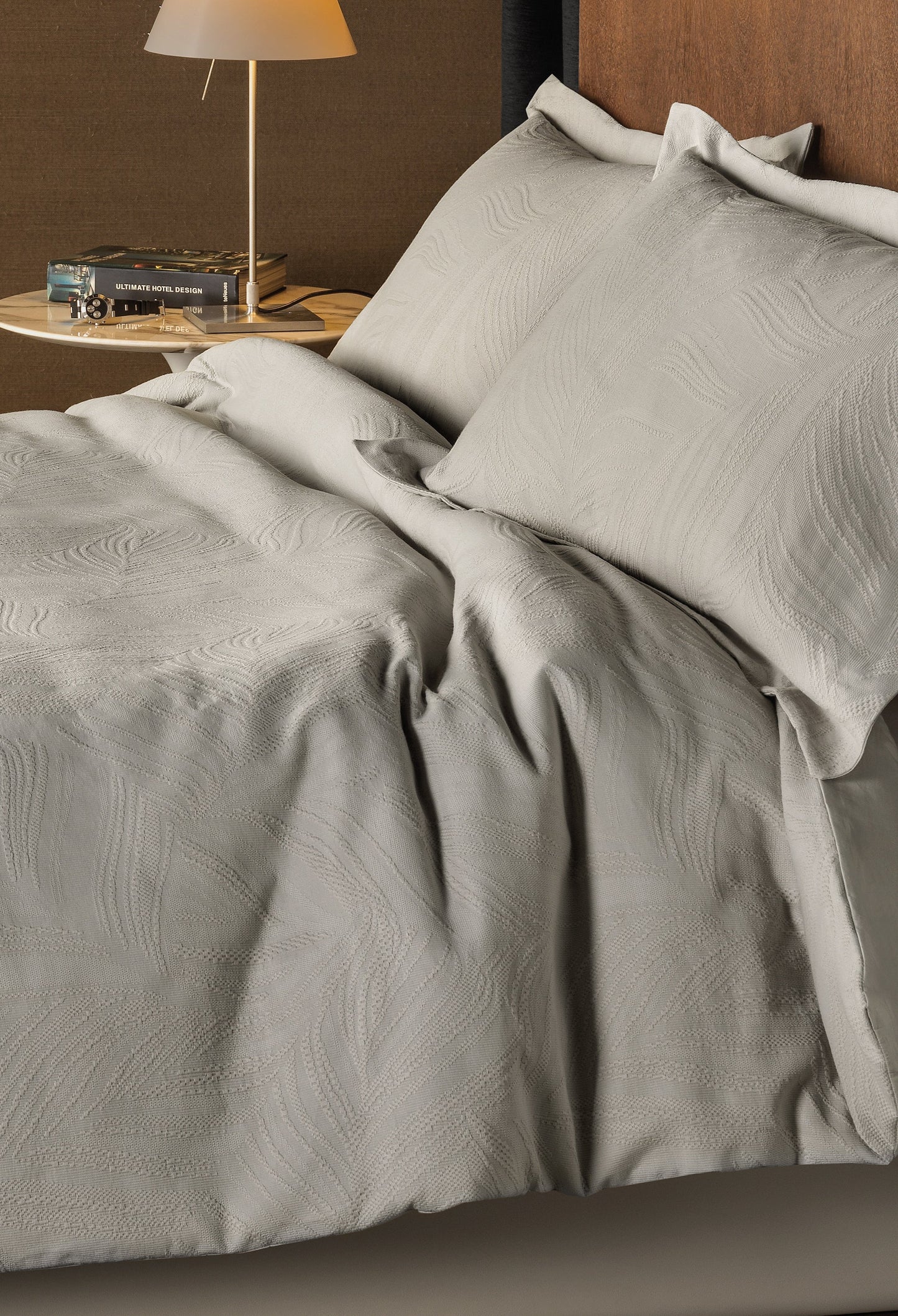Design Port Linen Leaf Duvet Cover Set - Stone
