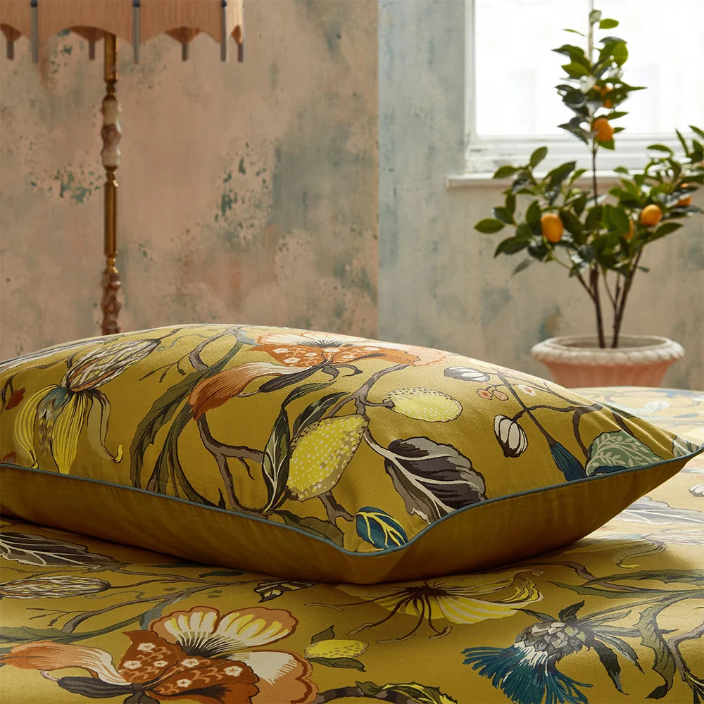 Edinburgh Weavers Morton Floral Duvet Cover Set - Ochre