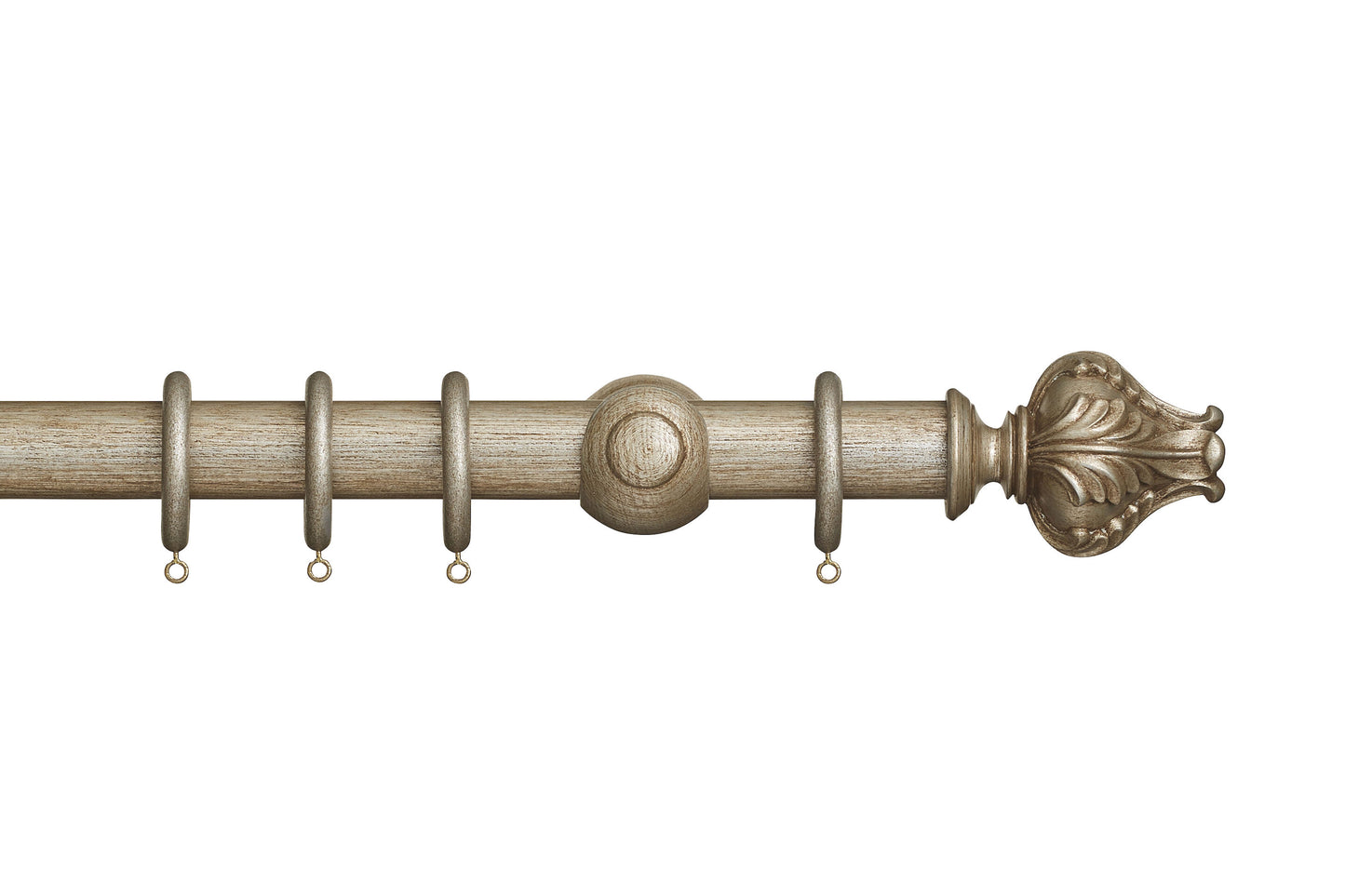 Hallis Museum Vienna 35mm Wooden Curtain Pole - Antique Silver