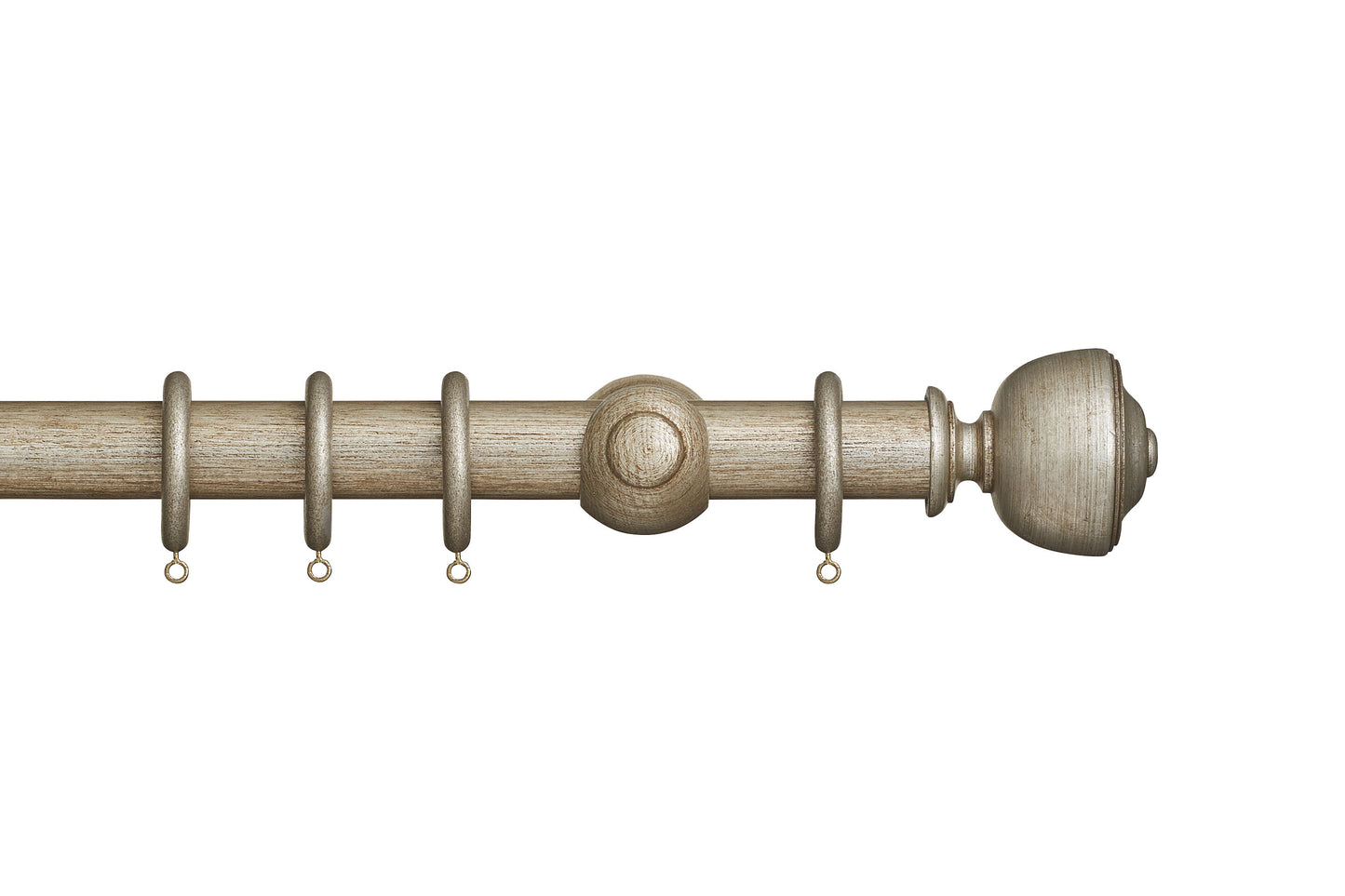 Hallis Museum Asher 35mm Wooden Curtain Pole - Antique Silver