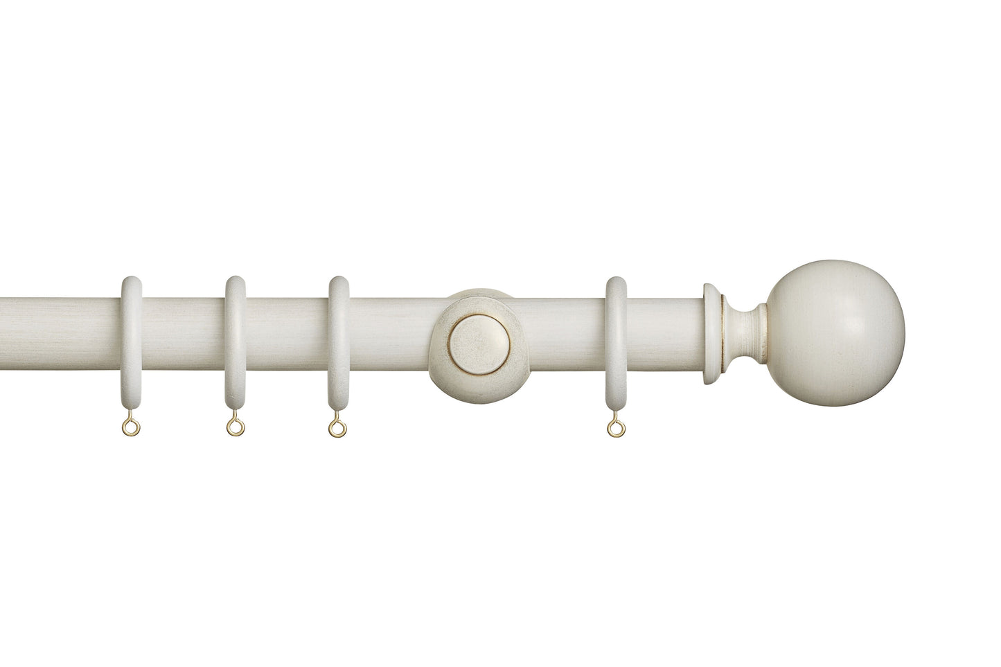 Hallis Museum Plain Ball 35mm Wooden Curtain Pole - Cream & Gold