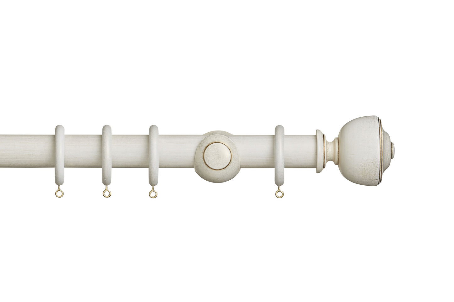 Hallis Museum Asher 35mm Wooden Curtain Pole - Cream & Gold