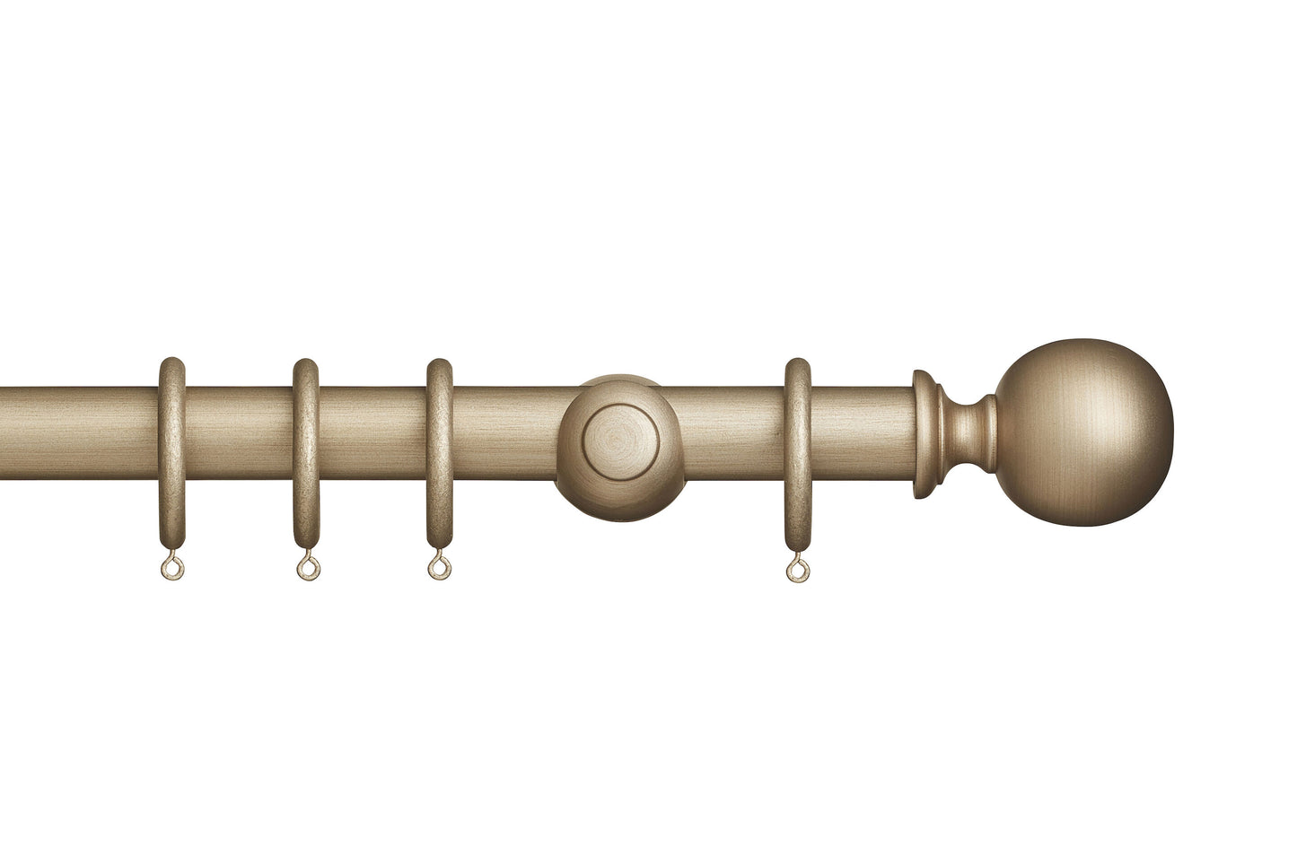 Hallis Museum Plain Ball 35mm Wooden Curtain Pole - Satin Oyster