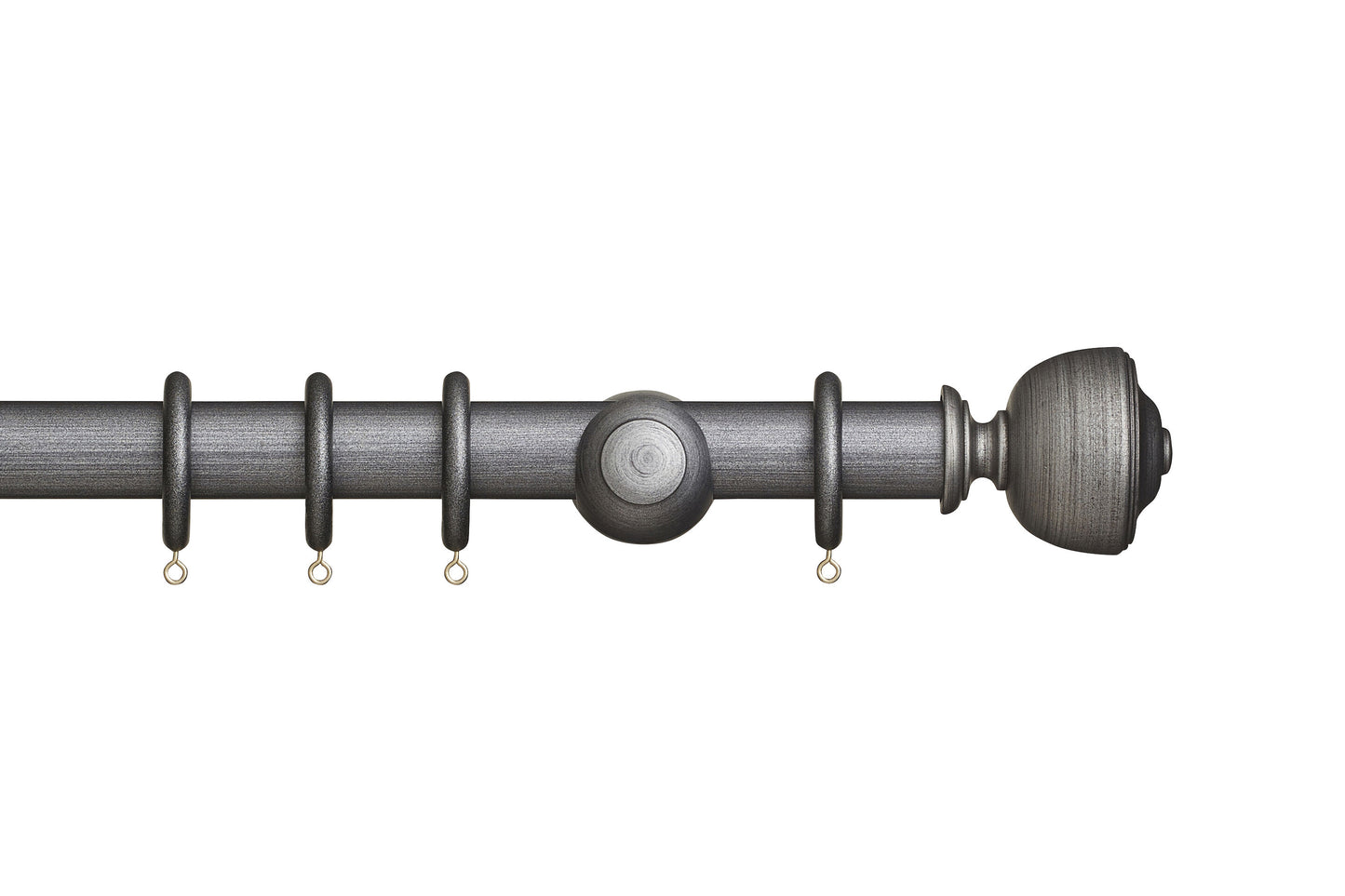 Hallis Museum Asher 35mm Wooden Curtain Pole - Satin Pewter