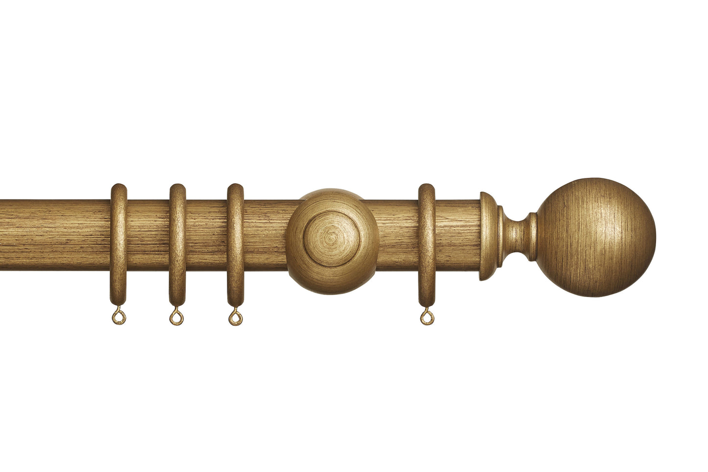Hallis Museum Plain Ball 45mm Wooden Curtain Pole - Antique Gilt