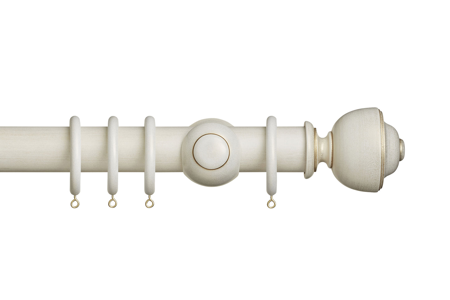 Hallis Museum Asher 45mm Wooden Curtain Pole - Cream & Gold