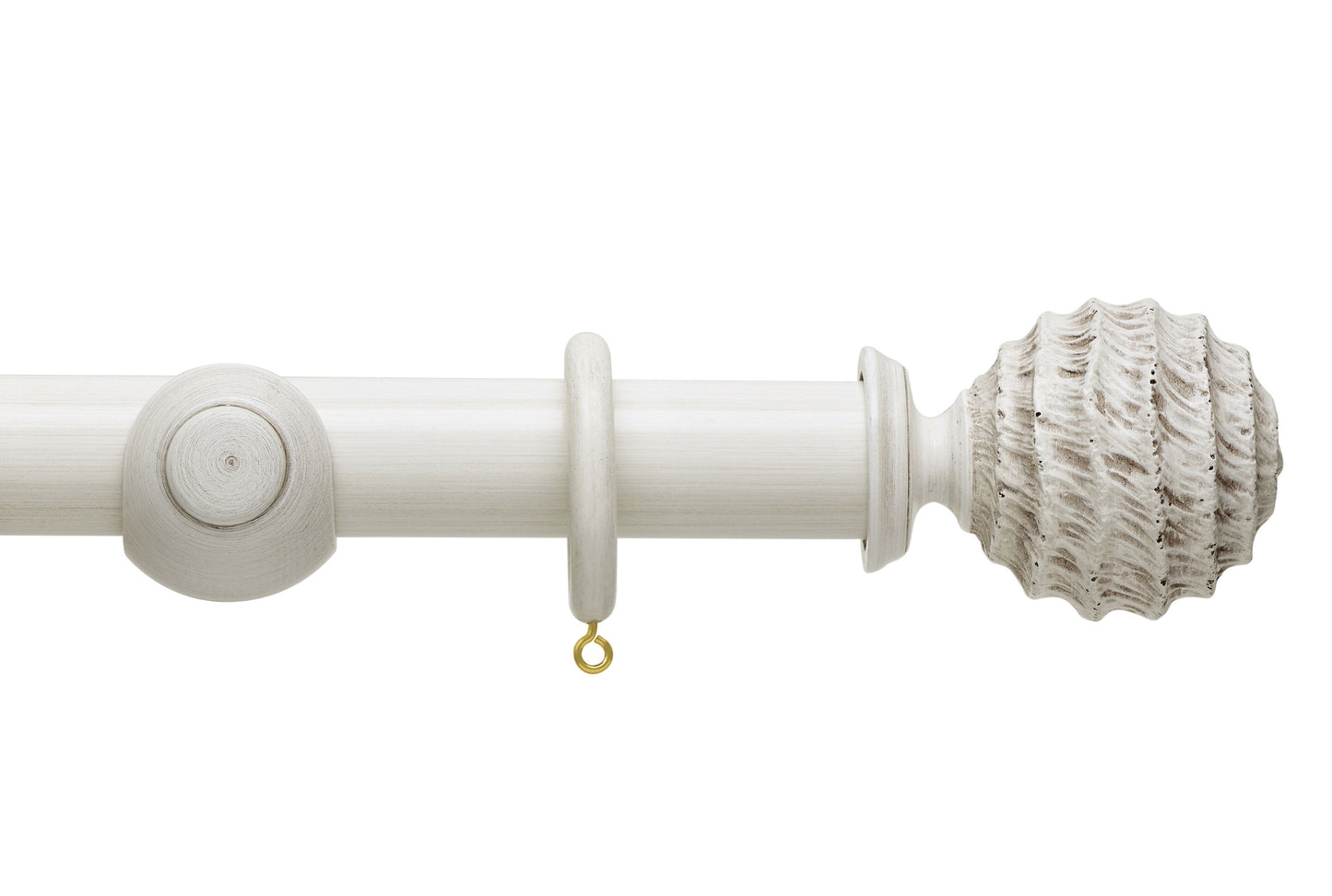 Hallis Origins Fossil Ball 35mm Wooden Curtain Pole - Chalk Stone