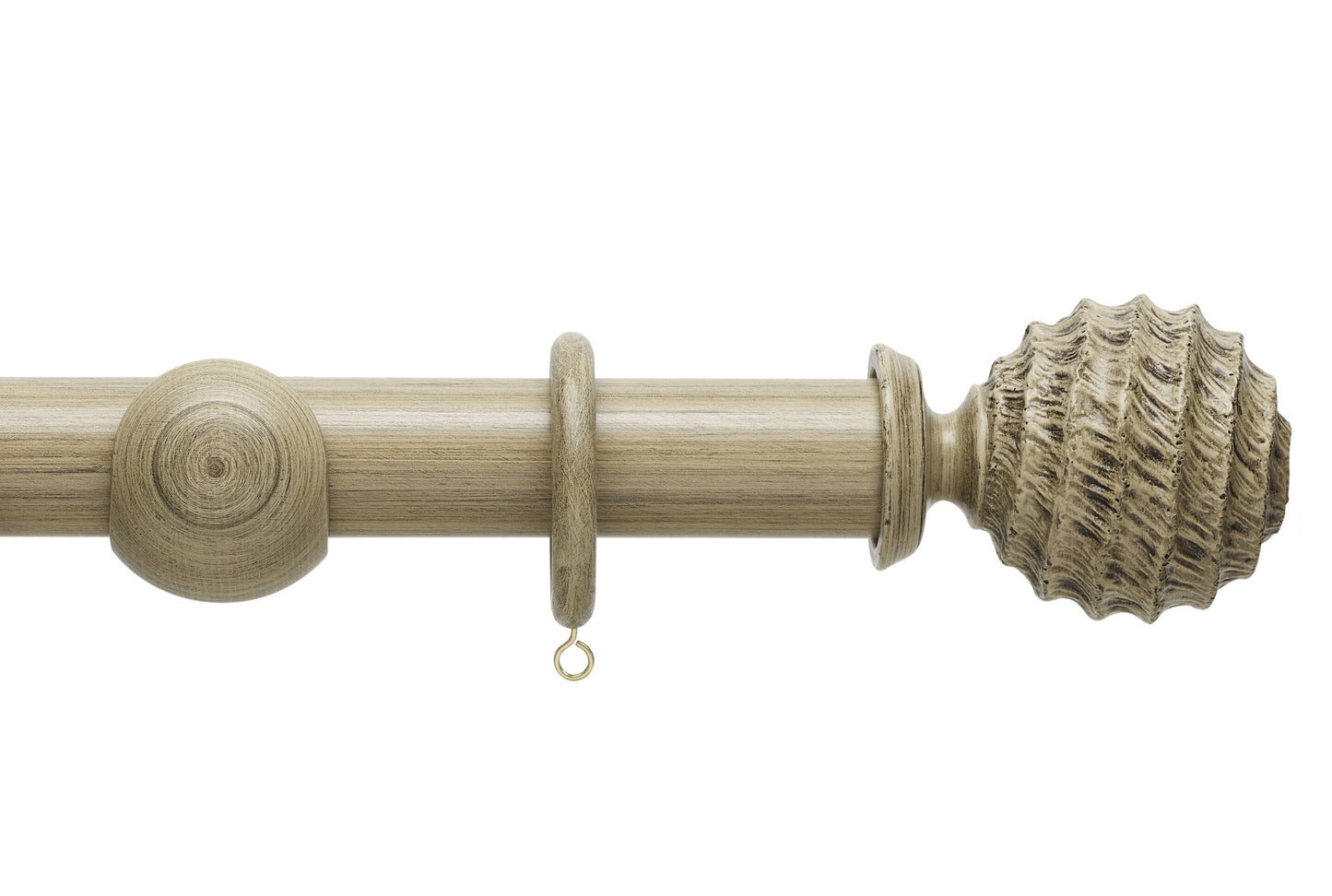 Hallis Origins Fossil Ball 45mm Wooden Curtain Pole - Quarry Stone