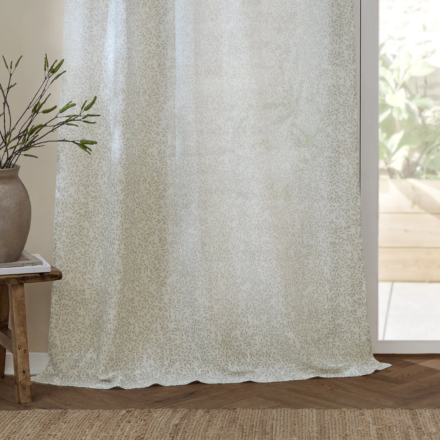 Yard Perrie Leaf Tab Top Voile Panel - Natural