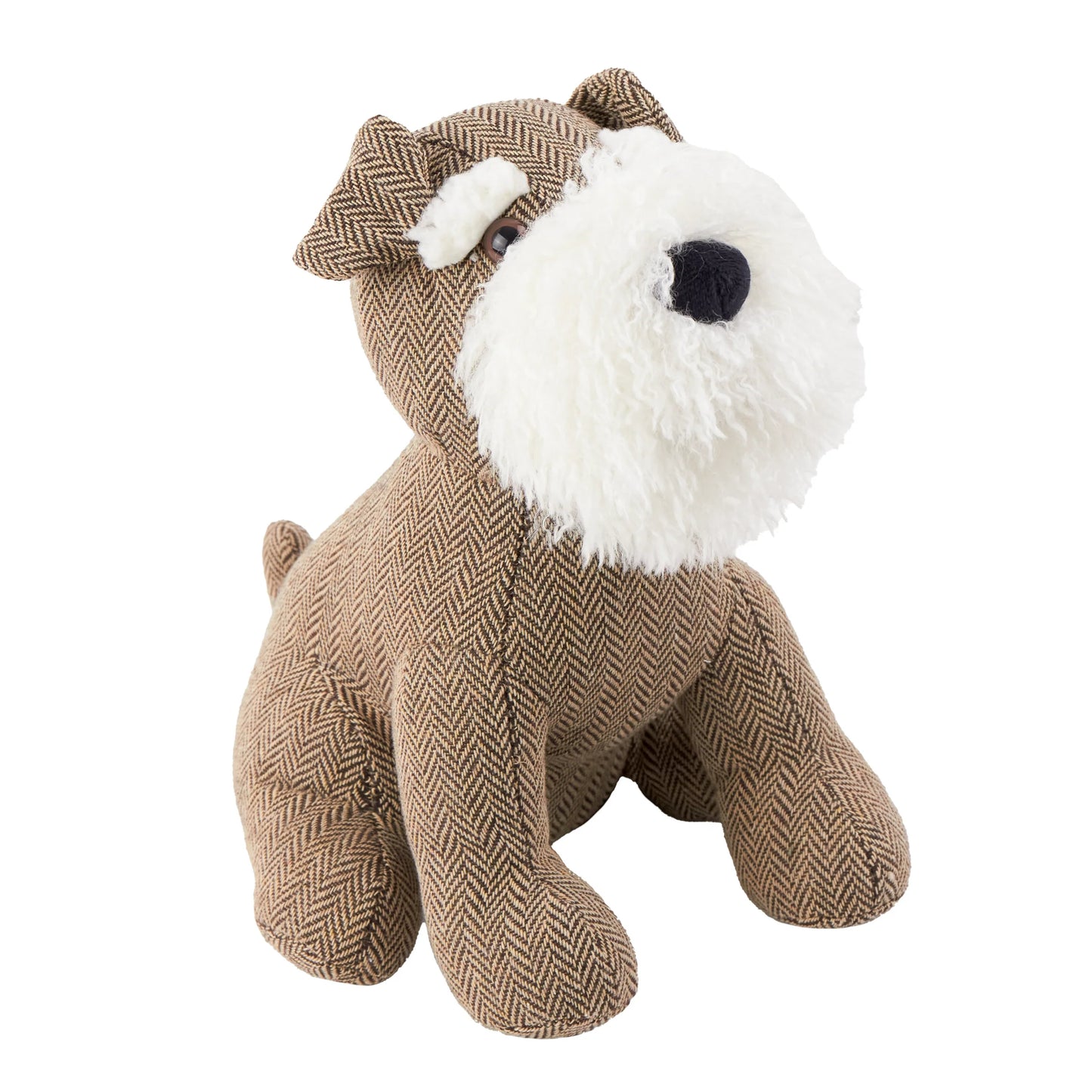 Furn Schnauzer Dog Herringbone Doorstop - Brown
