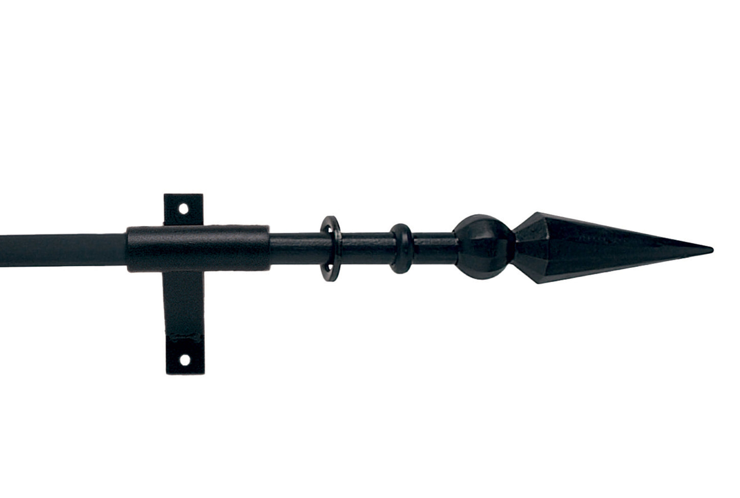 Hallis Artisan Ball & Spear 16mm Wrought Iron Metal Curtain Pole - Black