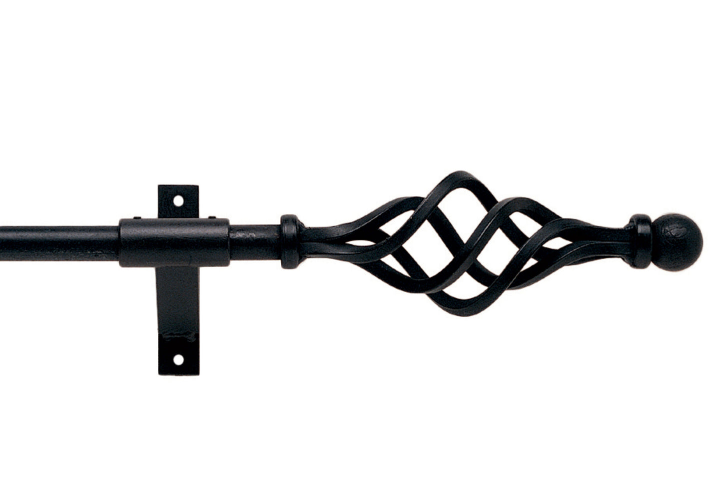 Hallis Artisan Cage 16mm Wrought Iron Bay Window Curtain Pole - Black
