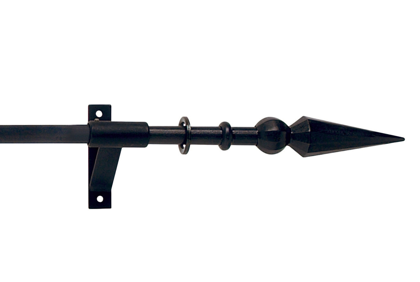 Hallis Artisan Ball & Spear 16mm Wrought Iron Bay Window Curtain Pole - Black