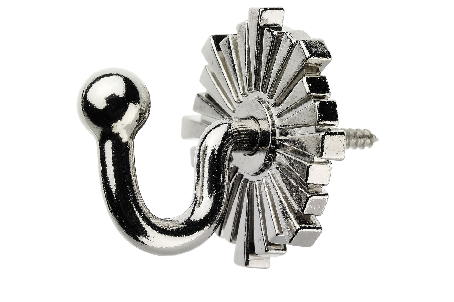 Swish Art Deco Metal Curtain Tieback Hooks (Pair) - Satin Steel